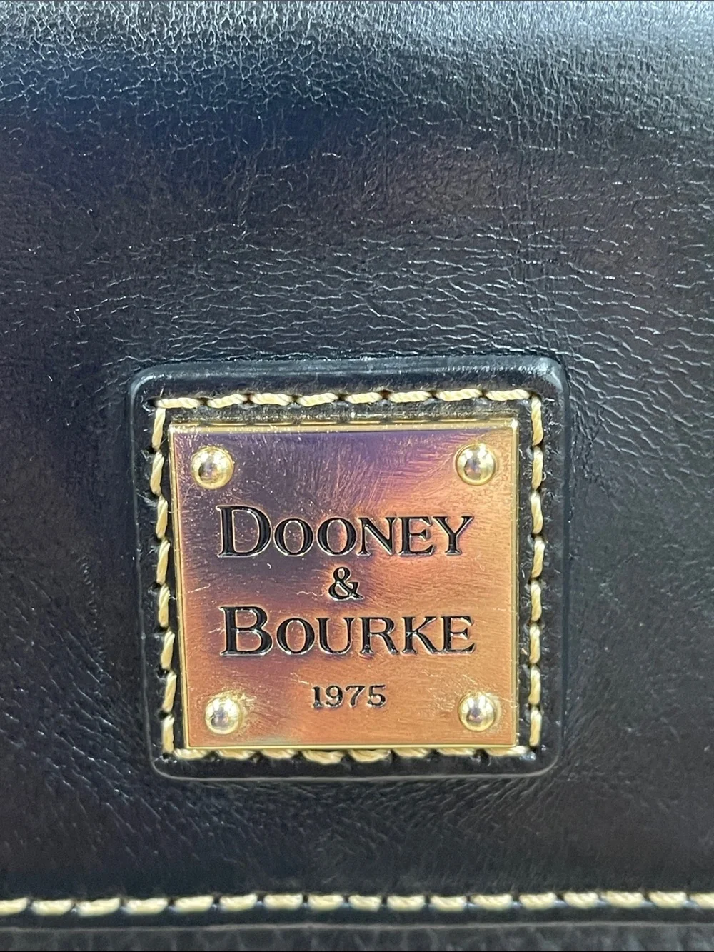 Dooney & Bourke Black Pebbled Leather Dome Satchel with Front Magnetic Clip